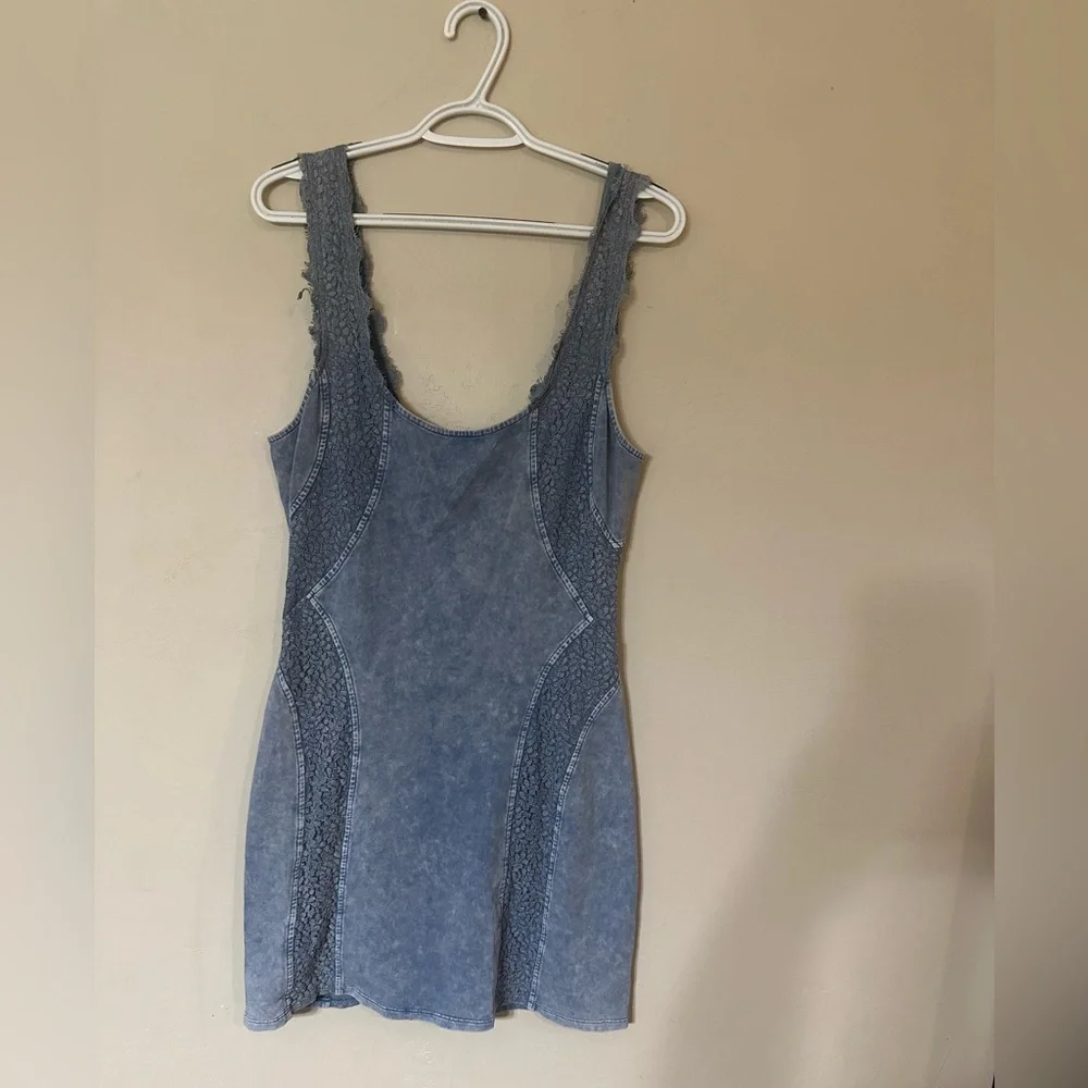 Free people Light Blue Sleeveless Knit Bodycon Dress